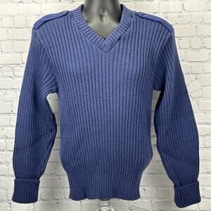 Vintage 80s Brigade Quartermaster Sweater Woolly Pully Wool Blue Mens Medium 40
